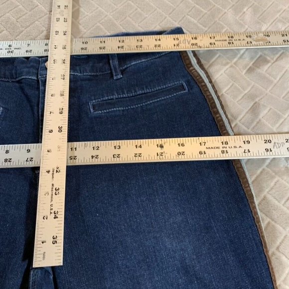 J Mclaughlin Womens 10 Jeans Blue Trouser Boot Cut Tuxedo Stripe Dark Wash - Picture 7 of 12